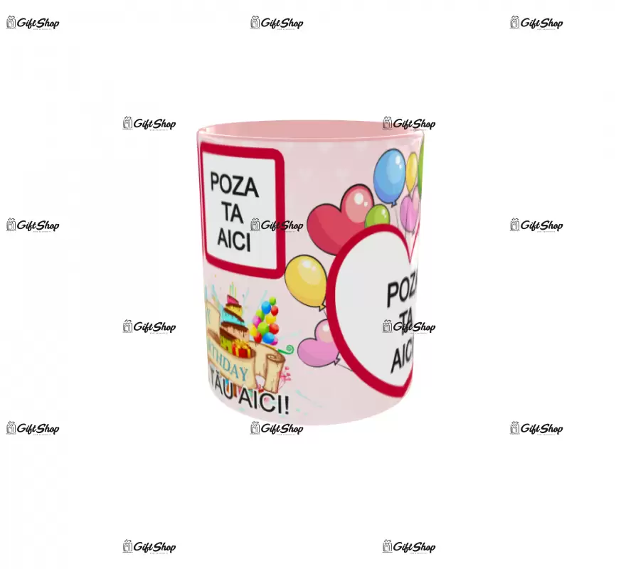 Happy birthday, model 1, cana din ceramica, 330ml, personalizata cu poza si text